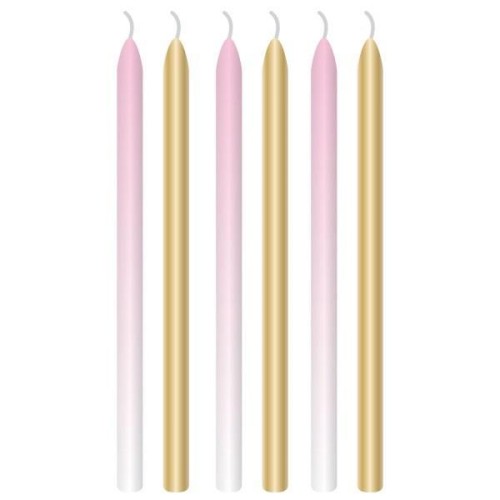Świeczki urodzinowe ombre różowe 12cm 6szt.