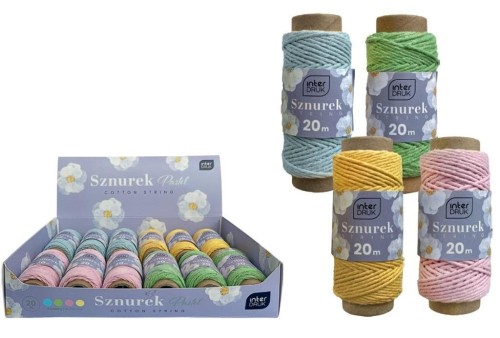 Sznurek na szpulce 20m pastel (12szt), INTERDRUK