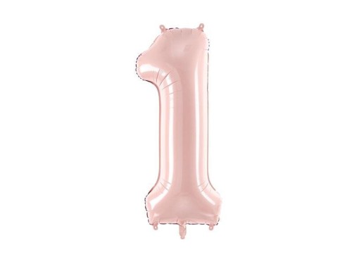 Balon foliowy cyfra 1 72cm jasny różowy
