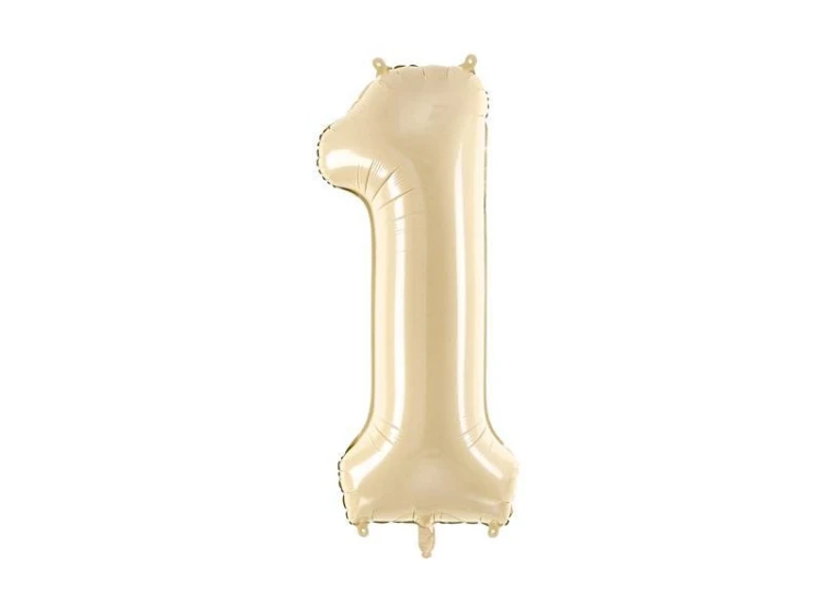 Balon foliowy cyfra 1 72cm beż