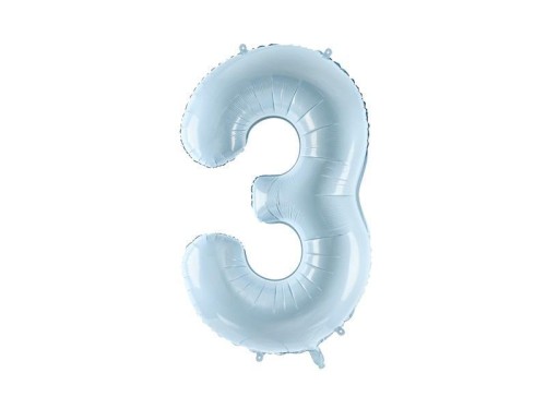 Balon foliowy cyfra 3 72cm jasny niebieski