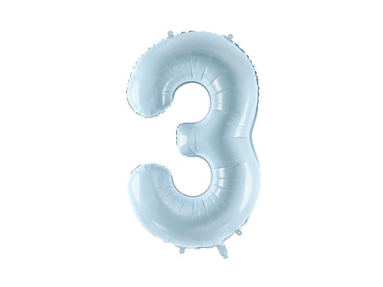 Balon foliowy cyfra 3 72cm jasny niebieski