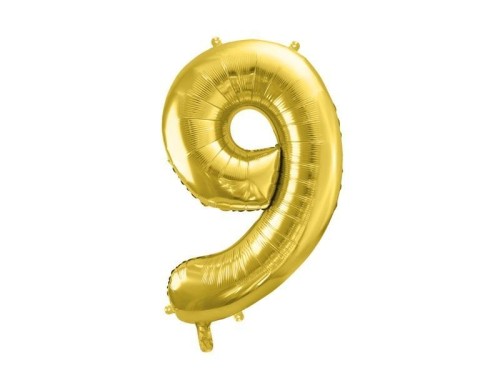 Balon foliowy cyfra 9 72cm jasny złoty