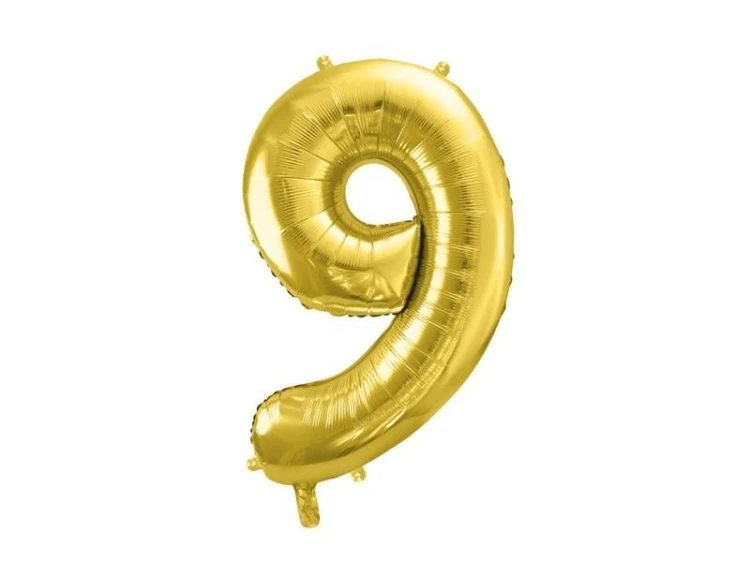 Balon foliowy cyfra 9 72cm jasny złoty