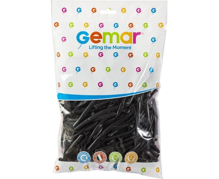 Balony Gemar Rurki włoskie czarne 100szt