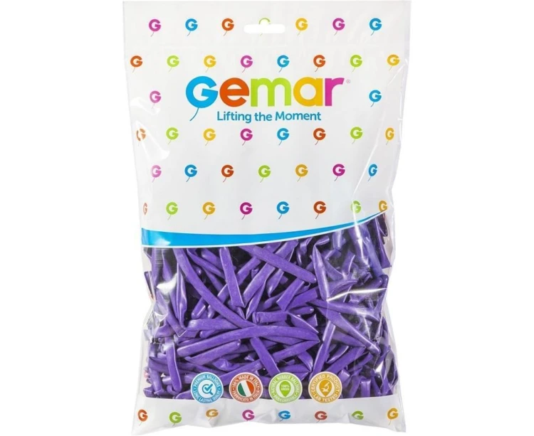 Balony Gemar rurki włoskie fioletowe 100szt