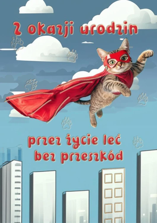 Kartka okolicznościowa W dniu urodzin kot