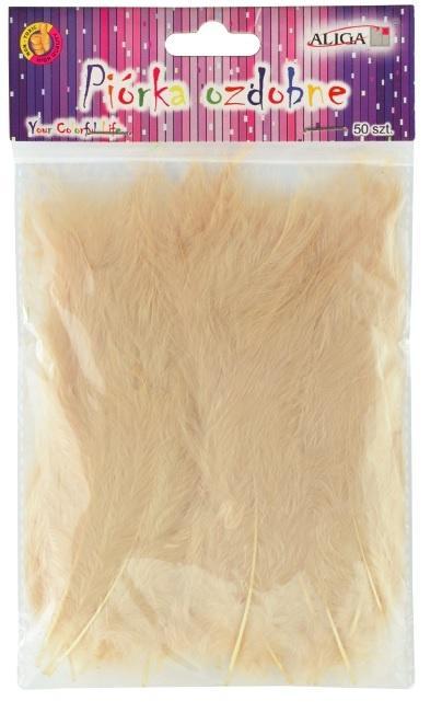 Piórka beżowe 10-12cm 50szt, Aliga