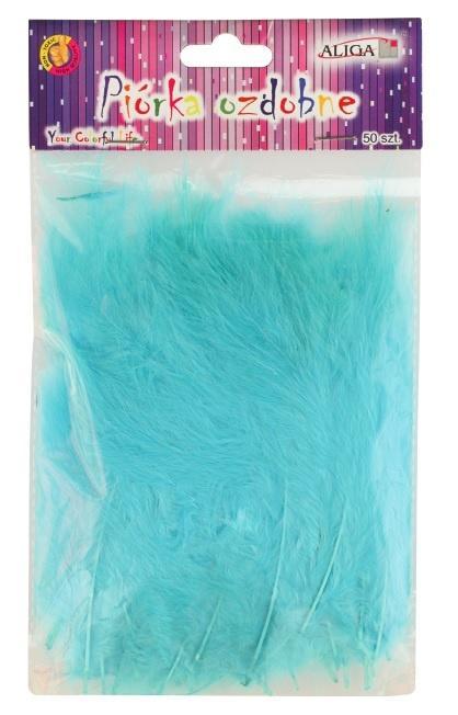 Piórka turkusowe 10-12cm 50szt, Aliga