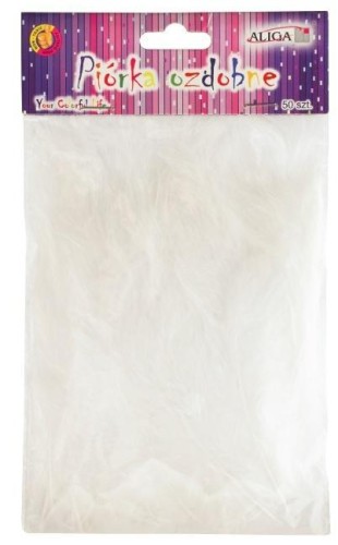 Piórka białe 10-12cm 50szt, Aliga