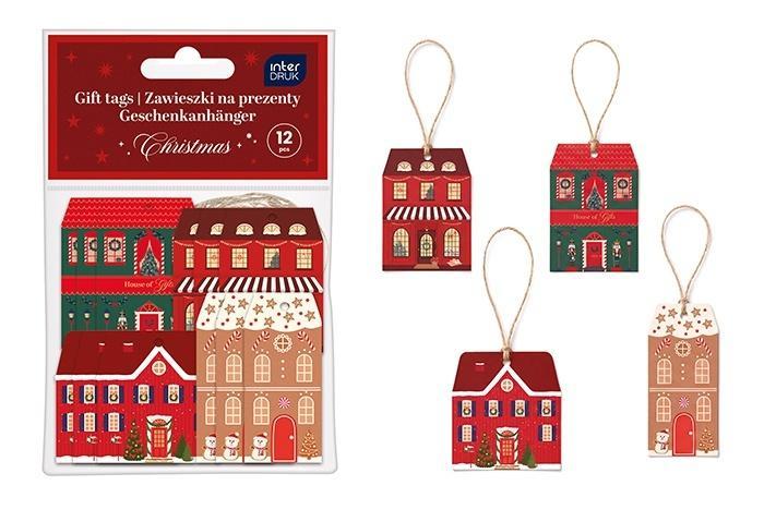 Zawieszki na prezenty kształty Christmas 12szt