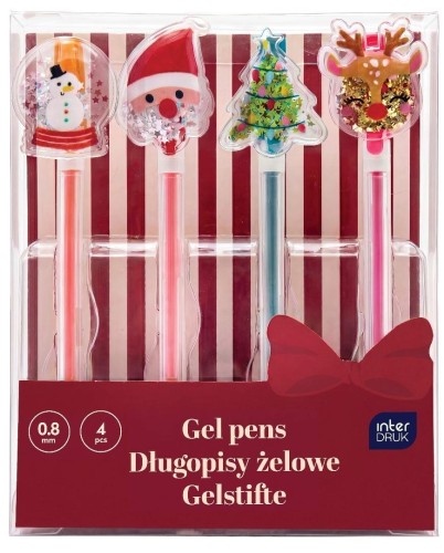 Długopisy żelowe z toperami Christmas 4szt