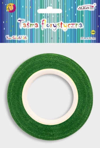 Taśma florystyczna zielona 25mmx25m, Aliga