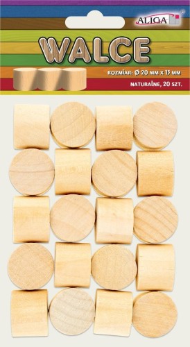 Walce drewniane 20x15mm 20szt, Aliga