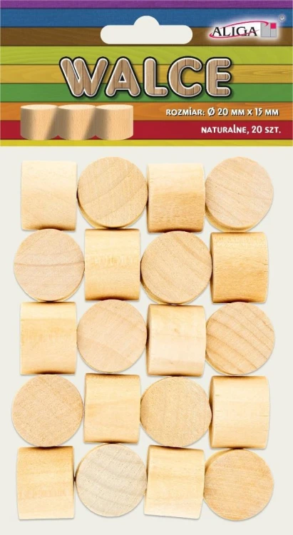 Walce drewniane 20x15mm 20szt, Aliga