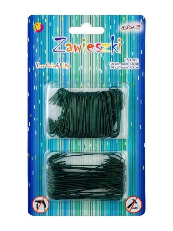 Zawieszki metalowe zielone w kształcie C 150szt