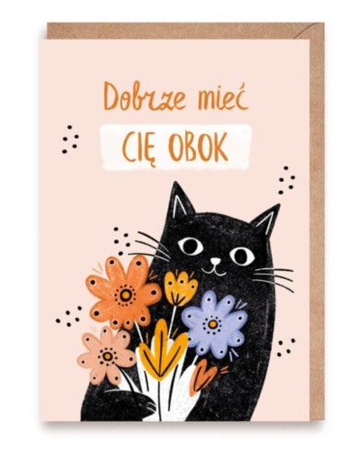 Kartka Kot Dobrze mieć Cię obok K239