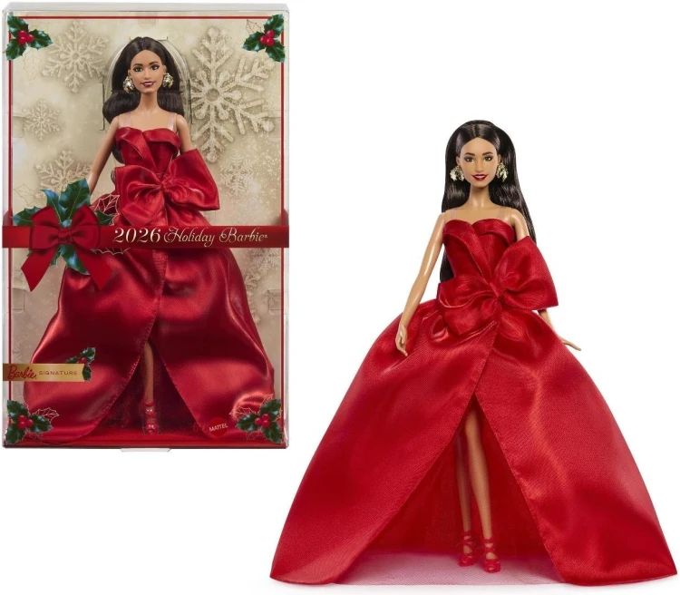 Barbie Świąteczna Lalka - Brąz włosy, Mattel