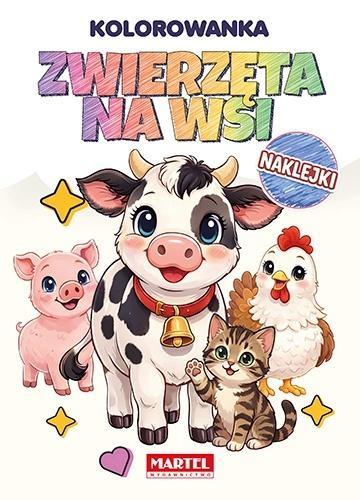 Tęczowa kolorowanka Zwierzęta na wsi z naklejkami