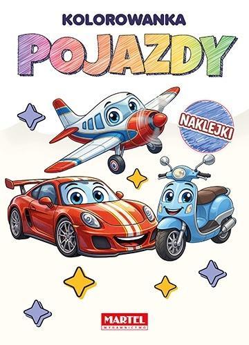 Tęczowa kolorowanka Pojazdy z naklejkami