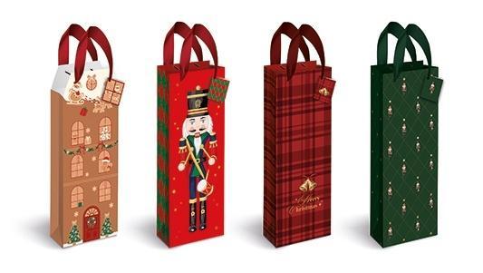 Torebka prezentowa na butelkę 13x36x10cm Christmas