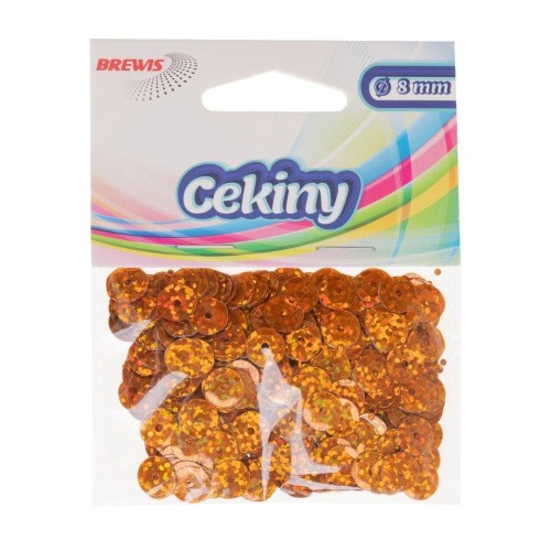 Cekiny błyszczące miedziane 8mm 10g, Brewis