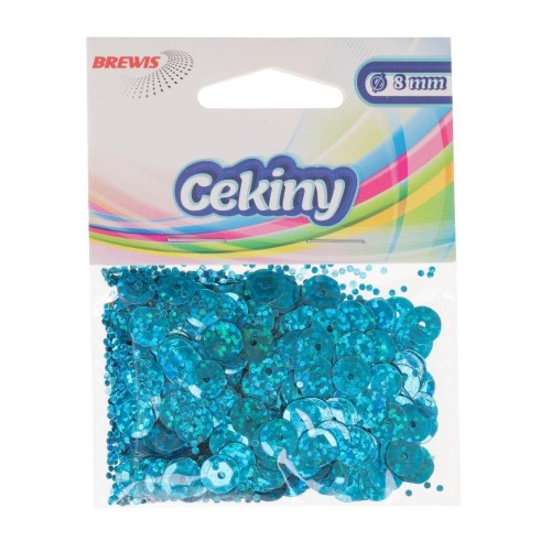 Cekiny błyszczące jasnoniebieskie 8mm 10g, Brewis