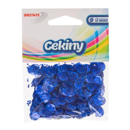 Cekiny błyszczące niebieskie 8mm 10g, Brewis