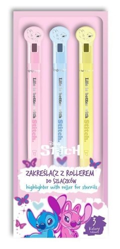 Zakreślacz Stitch z rollerem do szlaczków 3kol