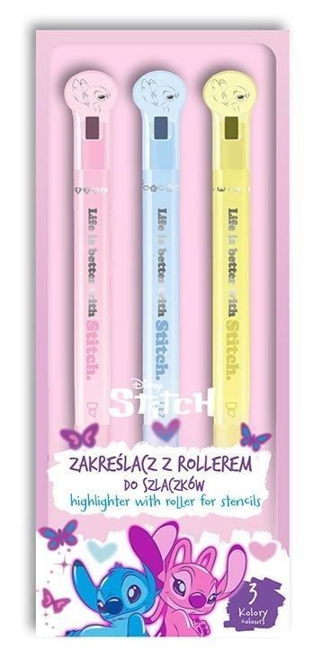 Zakreślacz Stitch z rollerem do szlaczków 3kol