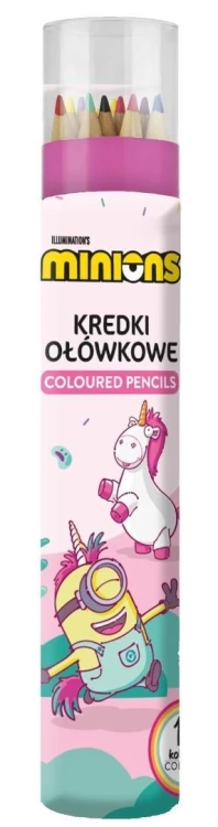 Kredki Minionki ołówkowe trójkątne w tubie 16kol