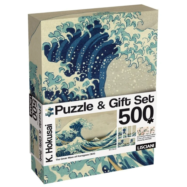 Puzzle 500 Hokusai Fala + zestaw podarunkowy
