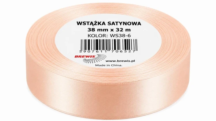 Wstążka satynowa 38mm/32m morelowy