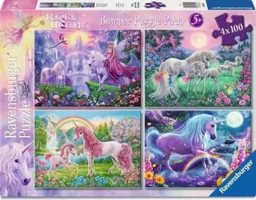Puzzle 2D 4x100 Magiczne jednorożce, Ravensburger