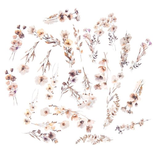 Naklejki PET kwiaty beige mist 30szt