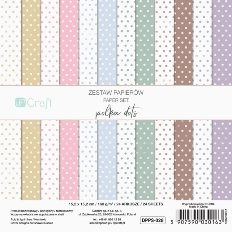 Zestaw papierów polka dots 15,2x15,2cm 24 kartki