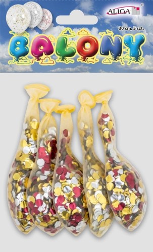 Balony z konfetti w środku 30cm 5szt