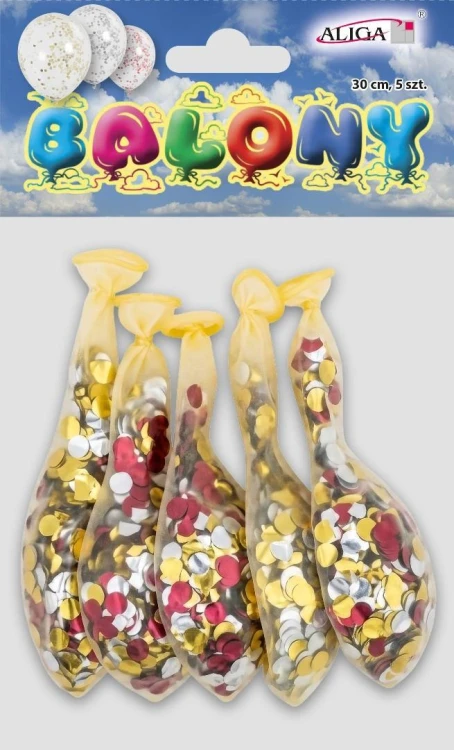 Balony z konfetti w środku 30cm 5szt