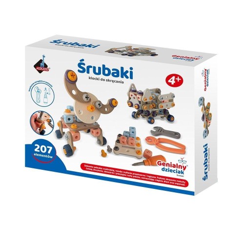 Genialny Dzieciak. Śrubaki klocki 207el, Askato