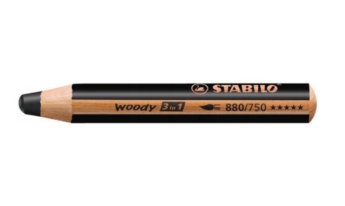 Kredka drewniana woody 3w1 czarna STABILO, Stabilo