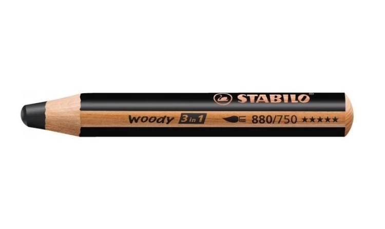 Kredka drewniana woody 3w1 czarna STABILO, Stabilo