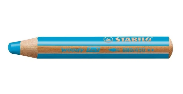 Kredka drewniana woody 3w1 niebieski STABILO