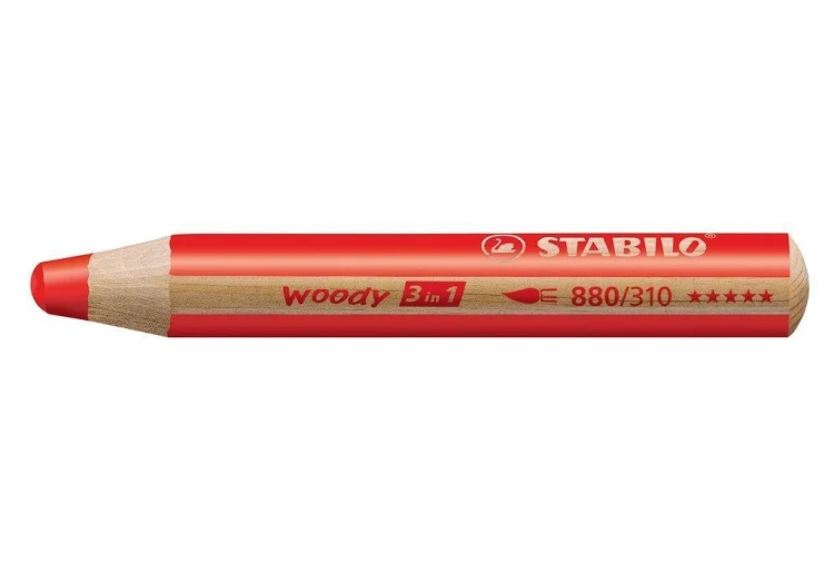 Kredka drewniana woody 3w1 czerwona STABILO