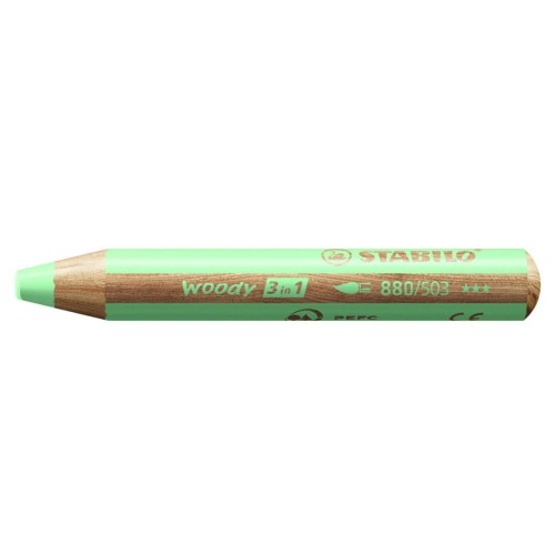 Kredka drewniana woody 3w1 zielony pastel STABILO