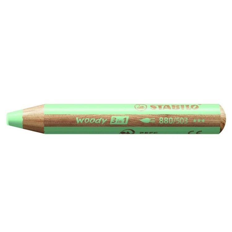 Kredka drewniana woody 3w1 zielony pastel STABILO