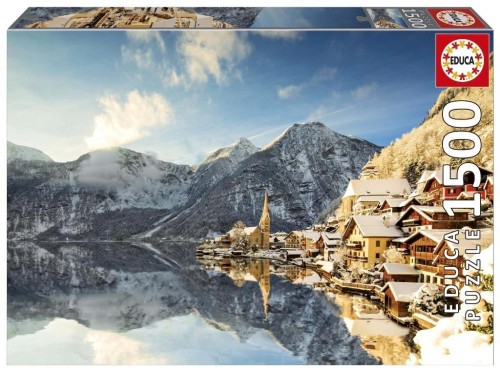 Puzzle 1500 Hallstatt zimą Austria, Educa