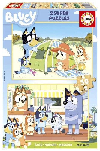 Puzzle 2x50 Blue (drewniane), Educa