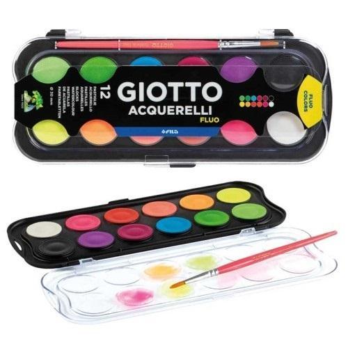Farby Acquerelli Fluo 12 kolorów, Giotto