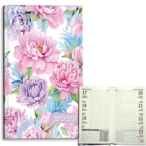 Kalendarz 2027 A6 tygodniowy Peonie Pastel