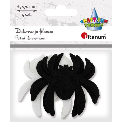 Dekoracje filcowe pająki 70x63mm 4szt, Titanum